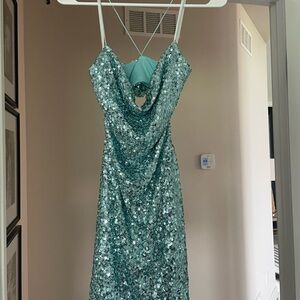 Sequin Mini Dress in Teal